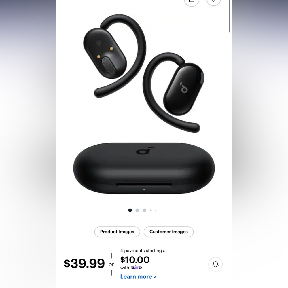 Anker Black Wireless Earbuds with Ear Hooks